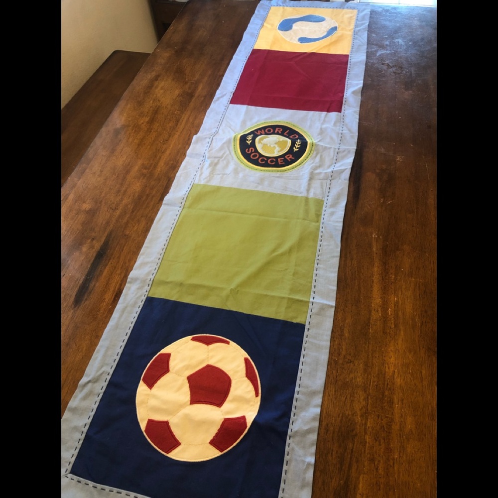 NWOT Pottery Barn Kids soccer table runner 17x70